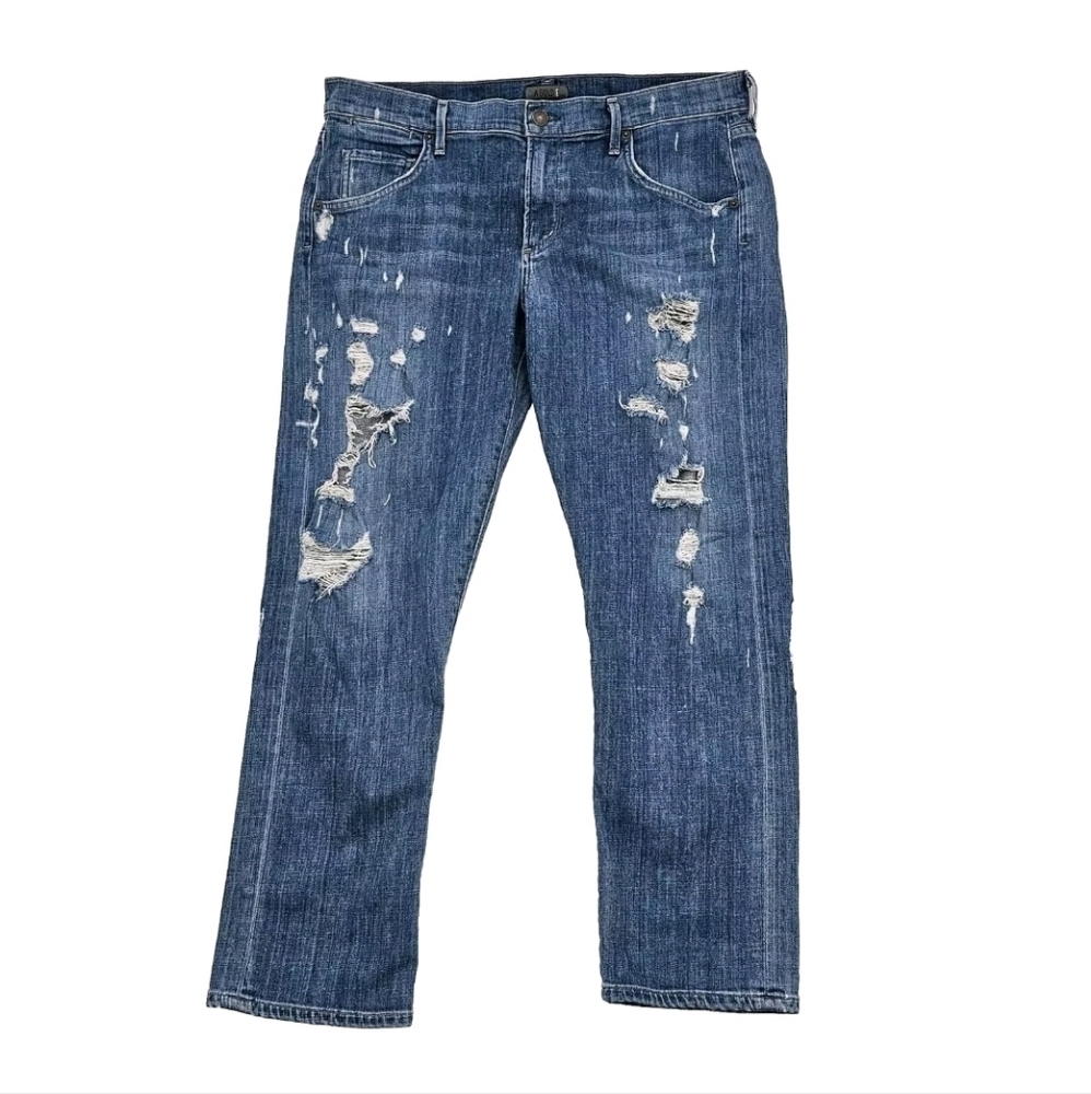AGOLDE Isabel Slim Fit Overly Distressed Boyfriend Jeans Women's Size 31